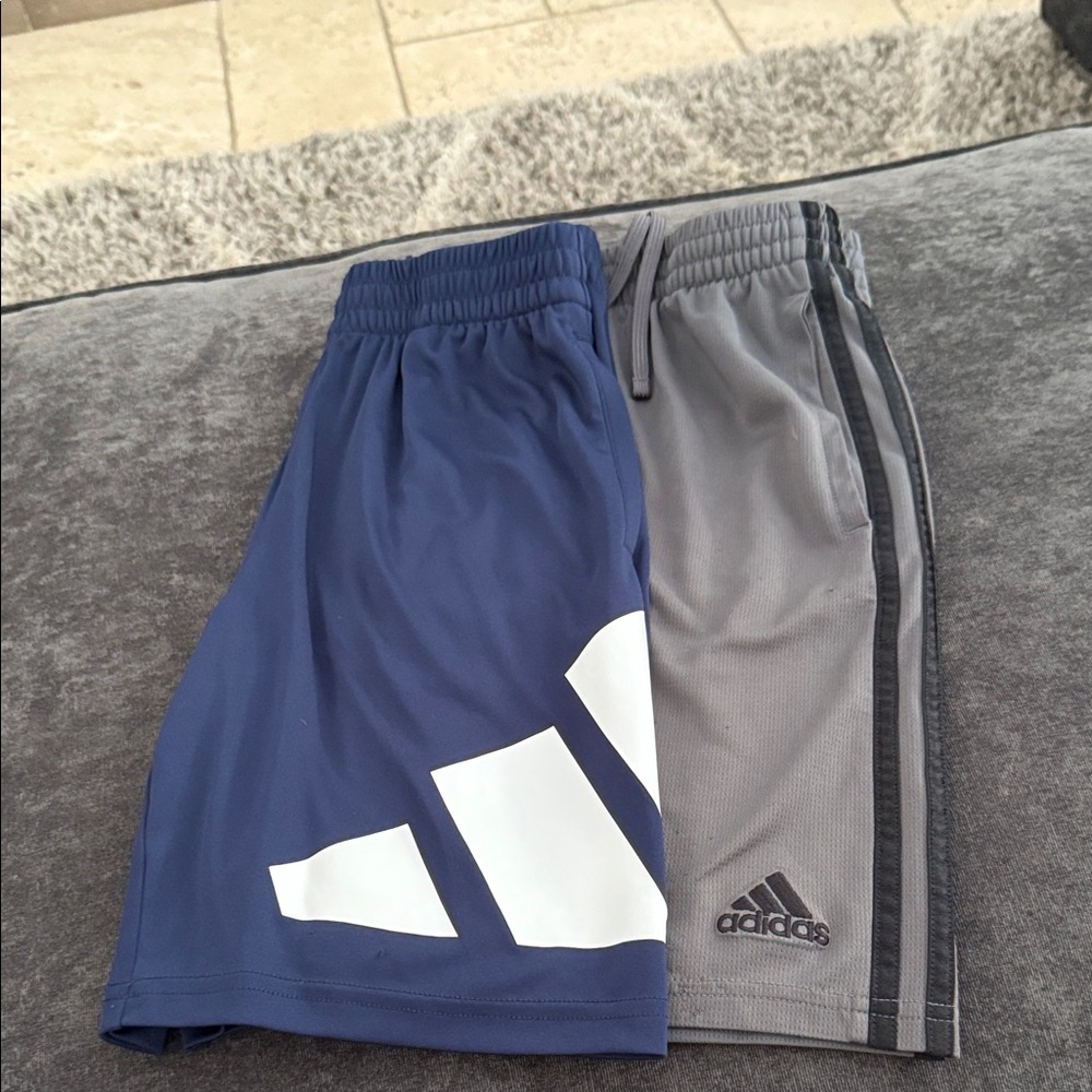 Adidas  Boys Blue and Gray Shorts one used the other not size M